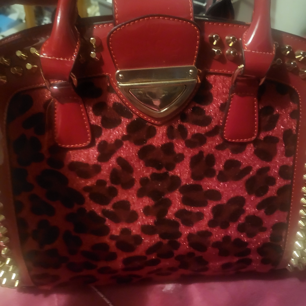 Stylish Red Leopard Print Handbag